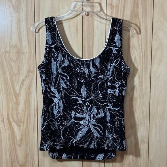 Alex Evenings Floral Glitter Scoop Neck Sleeveless Pullover Blouse 1X - Picture 2 of 4